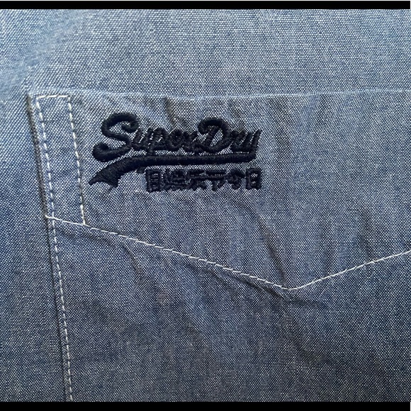 Superdry Button Down Chambray Long Sleeve Sz M - Picture 2 of 10